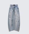Finesse Zaid Gray Denim Sashiko Jeans