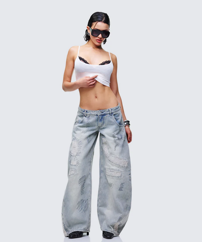 Finesse Zaid Gray Denim Sashiko Jeans