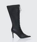 Finesse Zalika Black Knee High Lace up Corset Boot