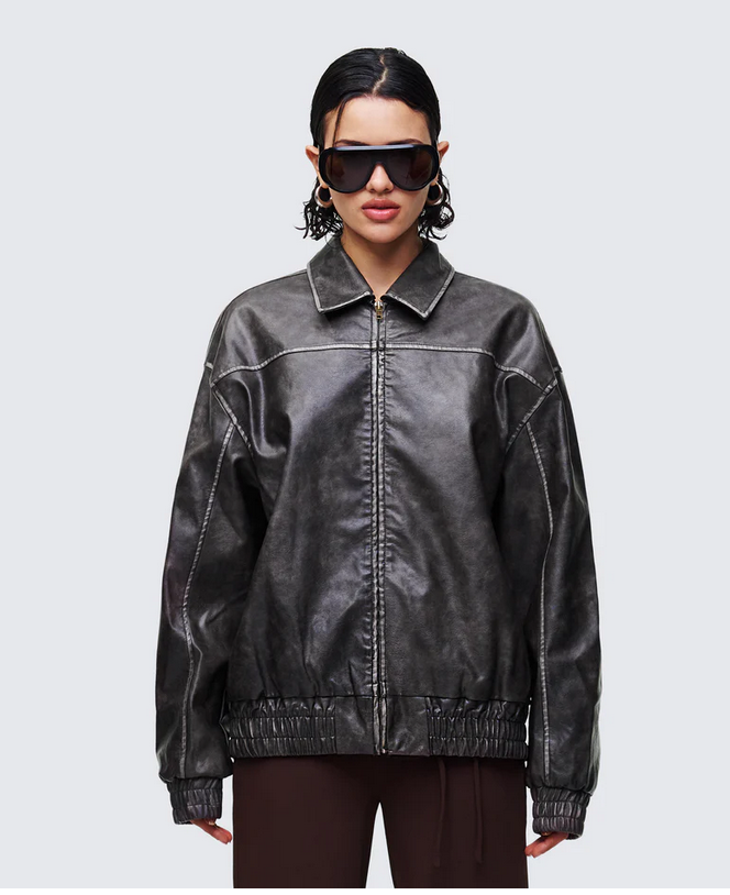 Finesse Hallow Brown Vegan Leather Jacket