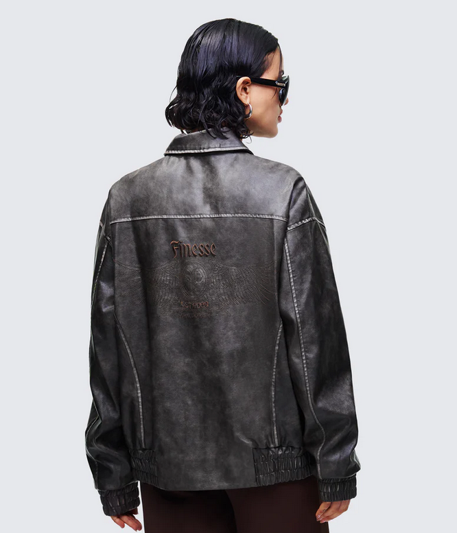 Finesse Hallow Brown Vegan Leather Jacket