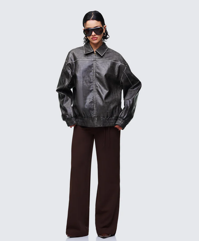 Finesse Hallow Brown Vegan Leather Jacket