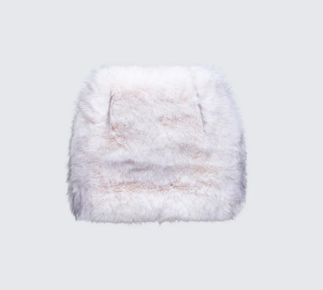 Finesse Salina Cream Faux Fur Mini Skirt