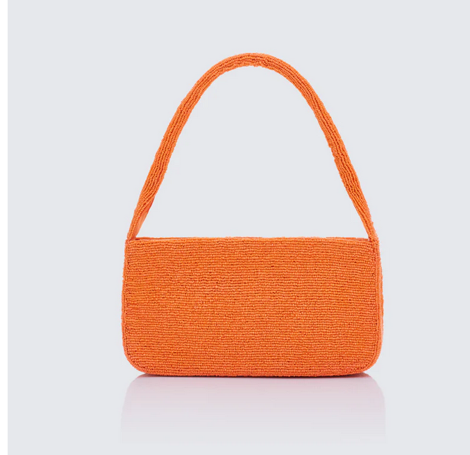 Finesse Mahira Orange Embellished Flower Bag