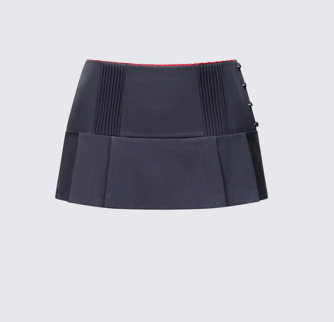 Finesse Aisla Grey Tailored Pleated Mini Skirt