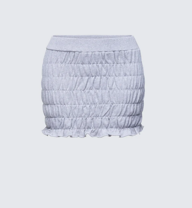 Finesse Sonet Grey Knit Gathered Mini Skirt