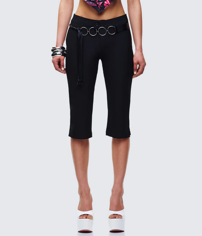 Finesse Ellie Black Woven Capri Pants