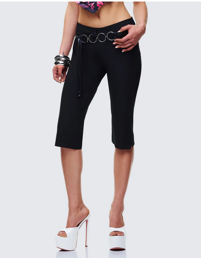 Finesse Ellie Black Woven Capri Pants