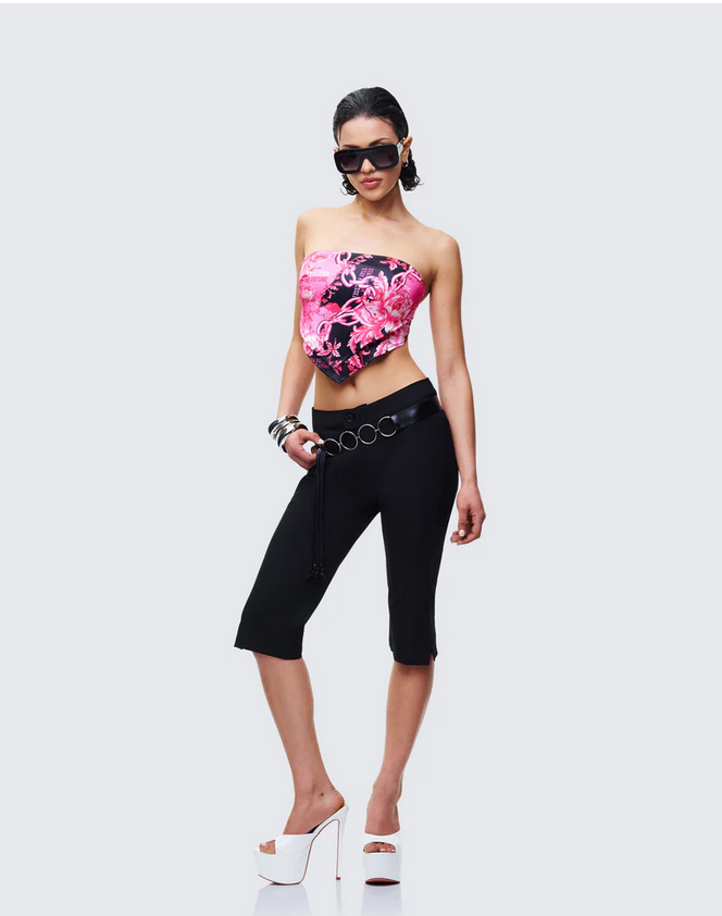 Finesse Ellie Black Woven Capri Pants