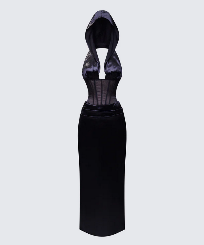 Finesse Lirael Black Sheer Corset Maxi Dress