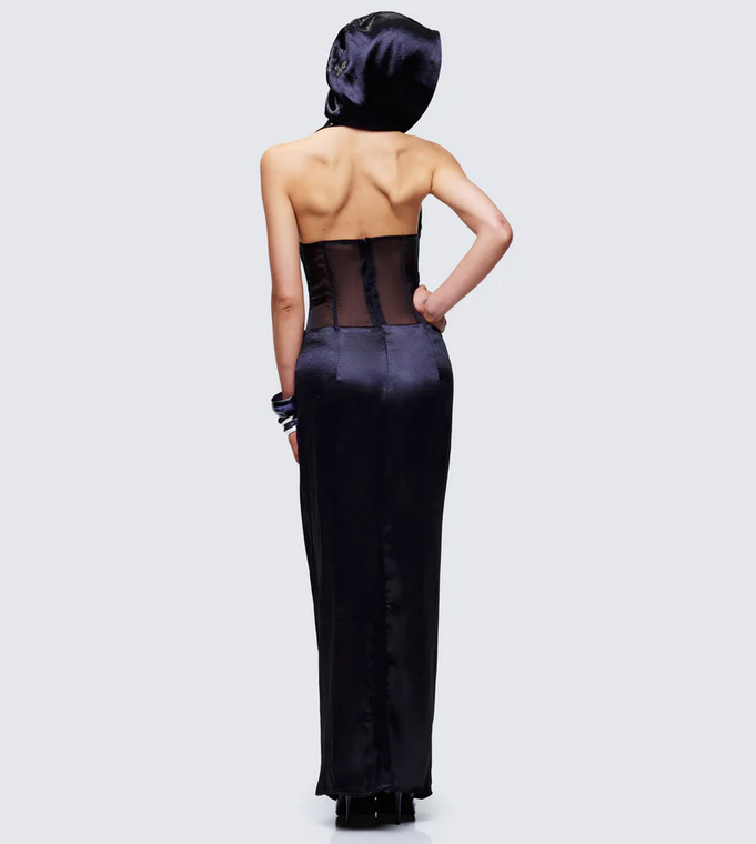 Finesse Lirael Black Sheer Corset Maxi Dress