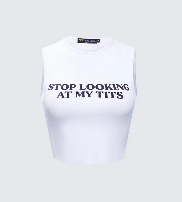 Finesse Nicolette White Rib Graphic Top