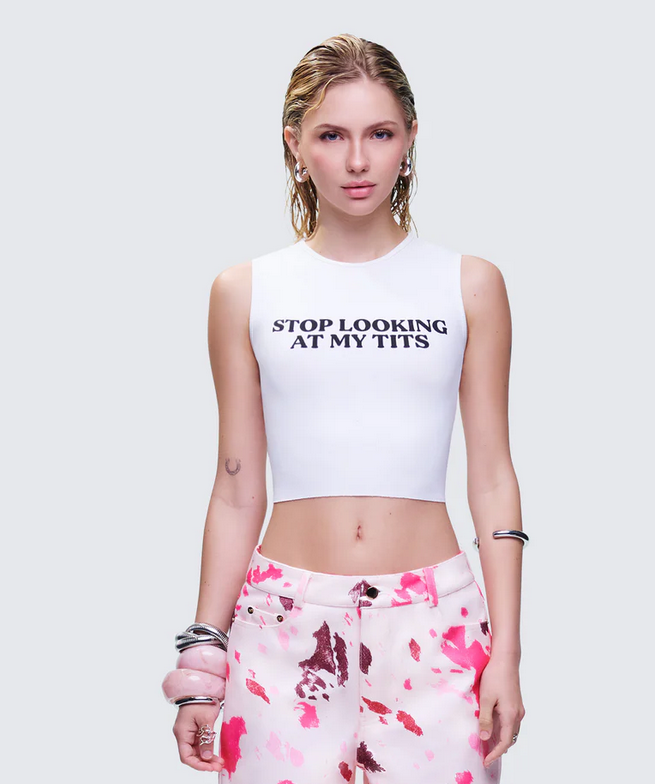 Finesse Nicolette White Rib Graphic Top