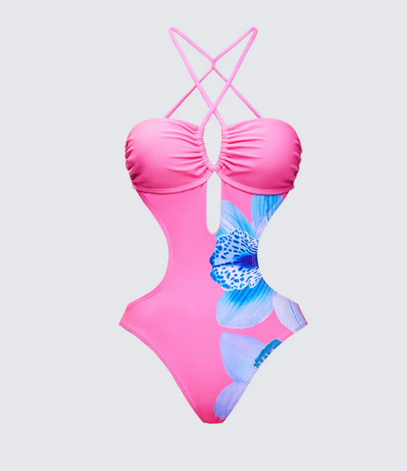 Finesse Murina Pink Flower Cutout Swimsuit