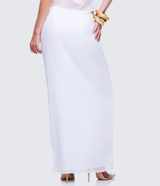 Finesse Isla Ivory Embroidered Maxi Skirt