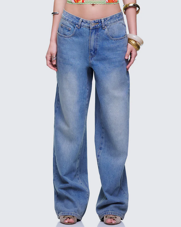 Finesse Samia Blue Denim Wide Leg Jeans