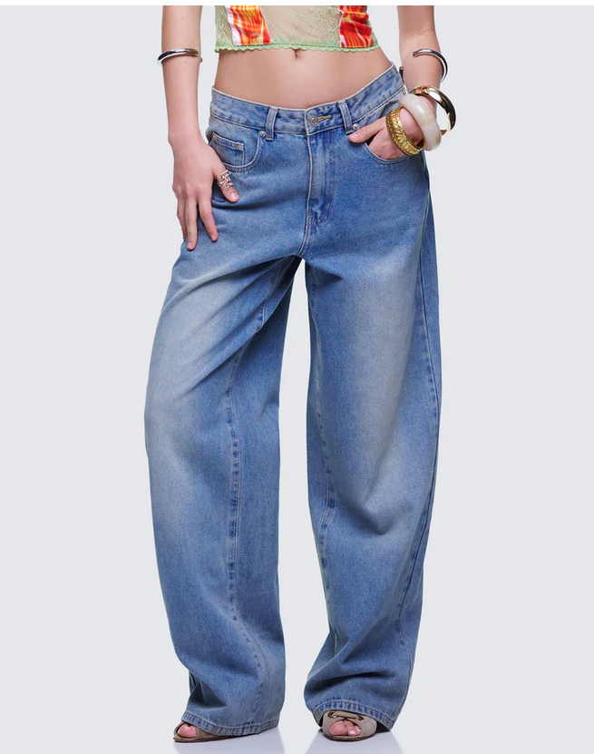 Finesse Samia Blue Denim Wide Leg Jeans