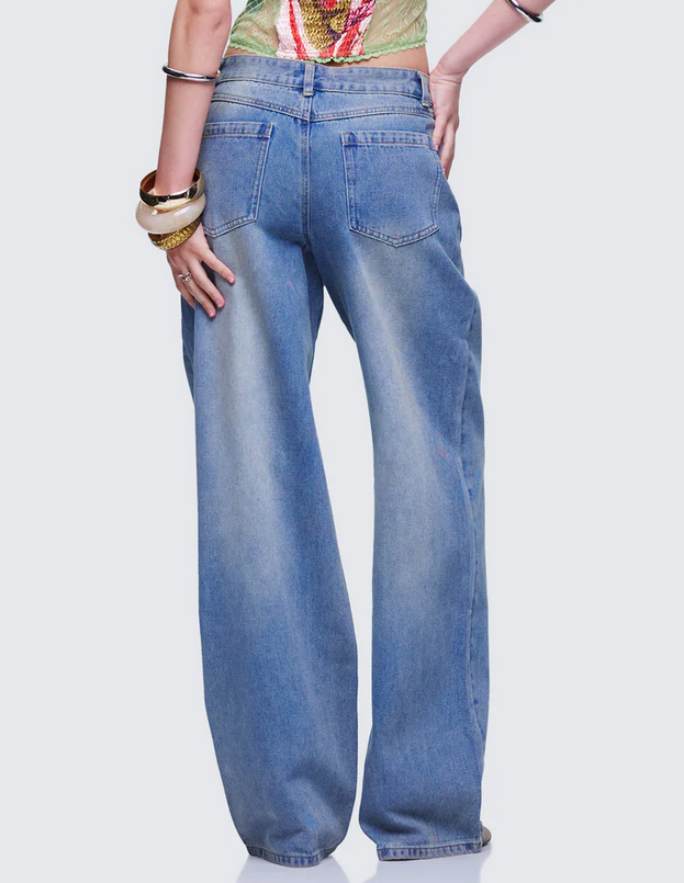 Finesse Samia Blue Denim Wide Leg Jeans