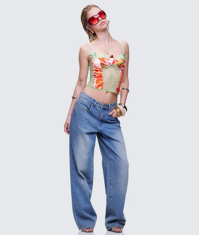 Finesse Samia Blue Denim Wide Leg Jeans