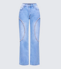 Finesse Margaux Blue Denim Diamanté Path Jean