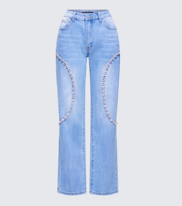 Finesse Margaux Blue Denim Diamanté Path Jean