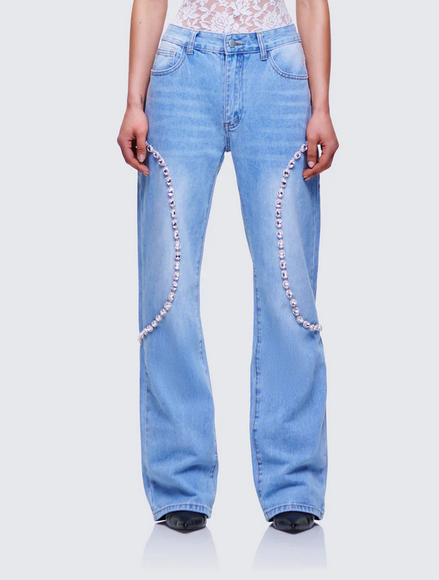 Finesse Margaux Blue Denim Diamanté Path Jean