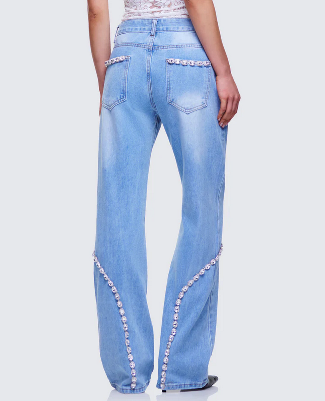 Finesse Margaux Blue Denim Diamanté Path Jean