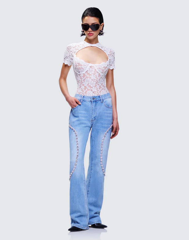Finesse Margaux Blue Denim Diamanté Path Jean
