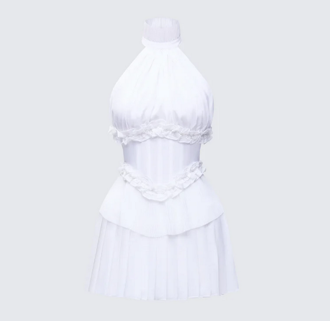 Finesse Anabeth Ivory Pleated Mini Dress