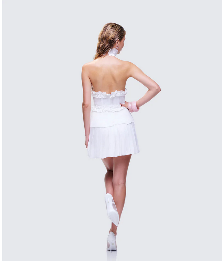 Finesse Anabeth Ivory Pleated Mini Dress