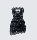 Finesse Clover Hand Beaded Rhinestone Mini Dress