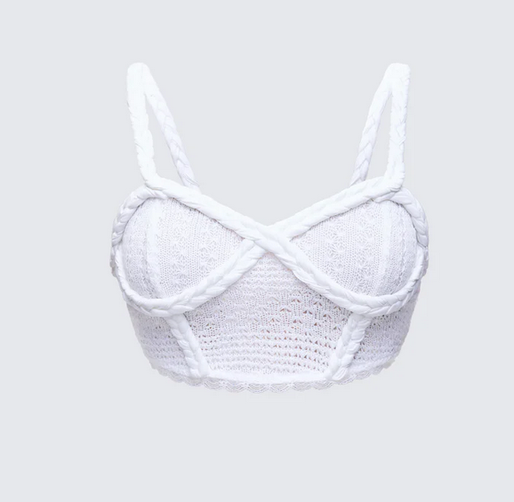 Finesse Azra Ivory Braided Cropped Top