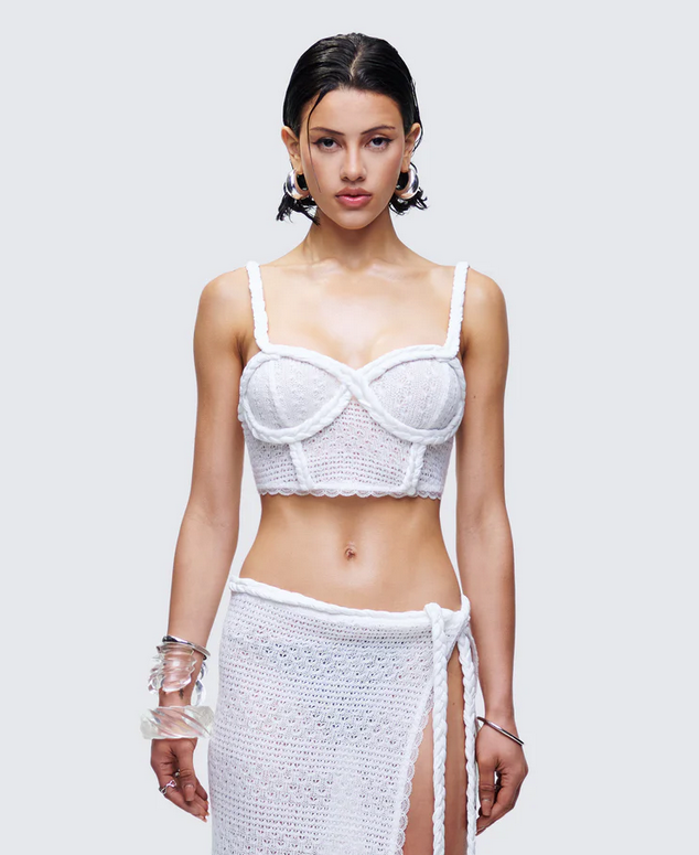 Finesse Azra Ivory Braided Cropped Top
