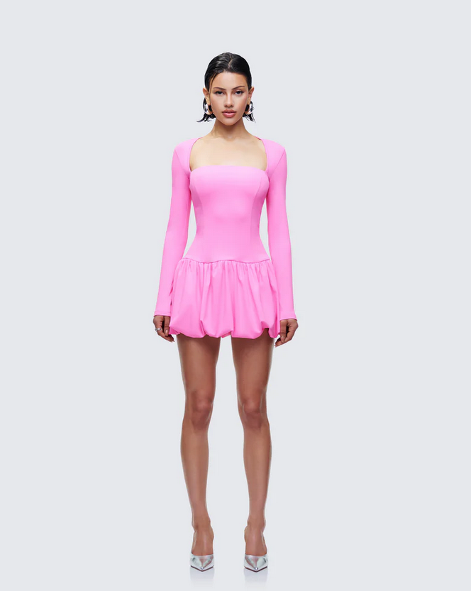 Finesse Pili Drop Bubble Hem Micro Mini Dress