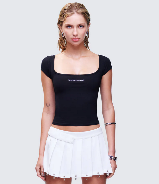 Finesse Levi Slogan Scoop Neck Tee
