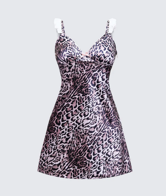 Finesse Tara Brown Printed Satin Mini Dress