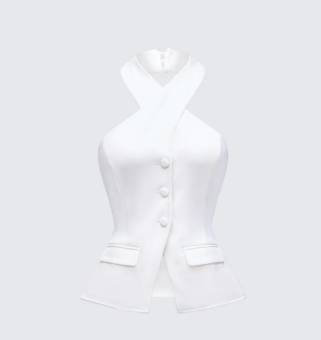 Finesse Elina Cream Halter Neck Waistcoat
