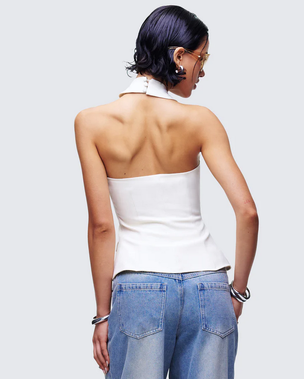 Finesse Elina Cream Halter Neck Waistcoat