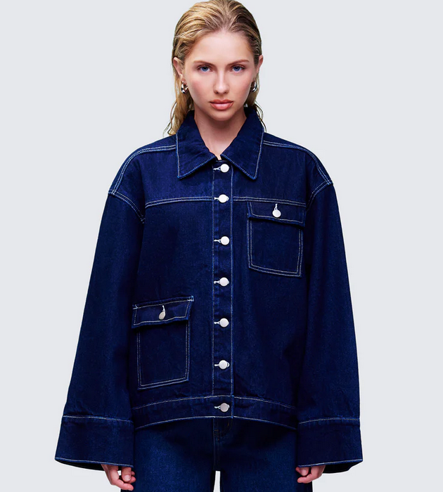 Finesse Frovi Blue Denim Oversized Shirt