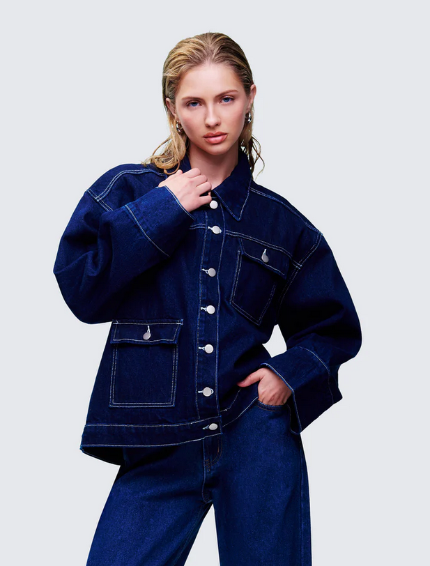 Finesse Frovi Blue Denim Oversized Shirt