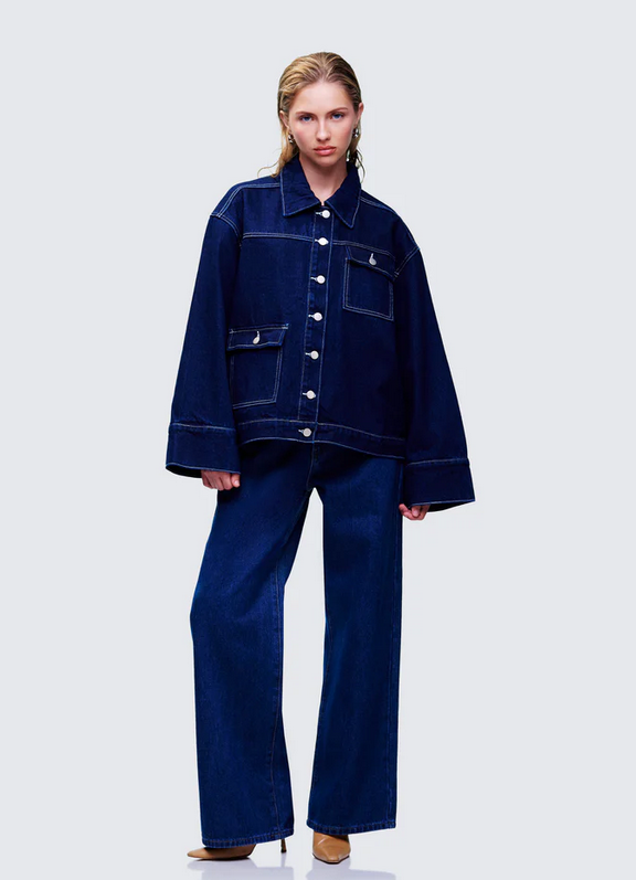 Finesse Frovi Blue Denim Oversized Shirt