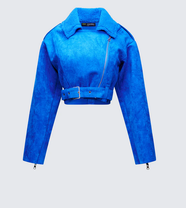 Finesse Ramona Blue Vegan Shearling Jacket
