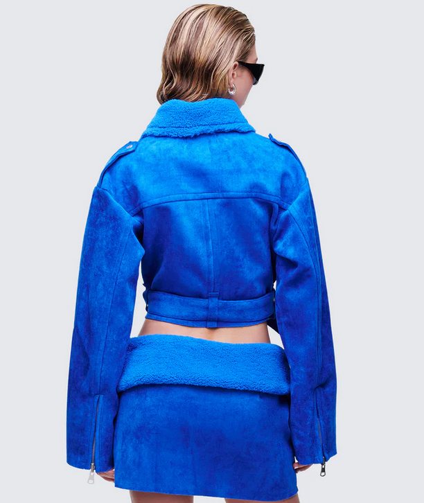 Finesse Ramona Blue Vegan Shearling Jacket