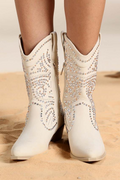Cato Fashions Rhinestone Embellished Cream Western Boots