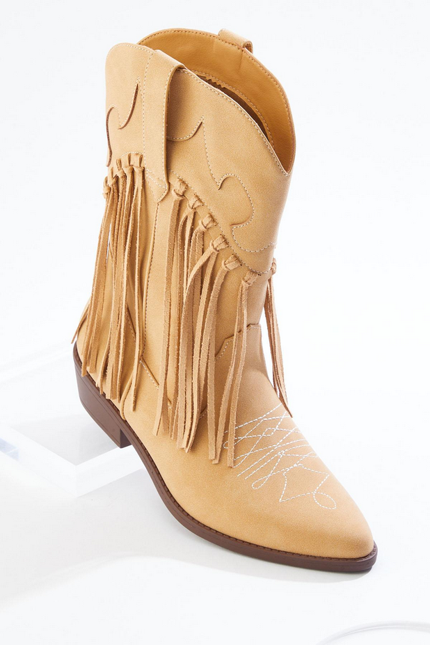 Cato Fashions Tan Fringe Western Boots