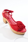 Cato Fashions Wide Width Crochet Flower Platform Sandals