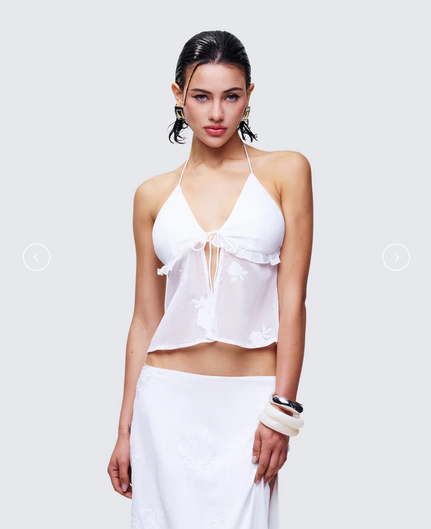 Finesse Isla Ivory Embroidered Halter Top