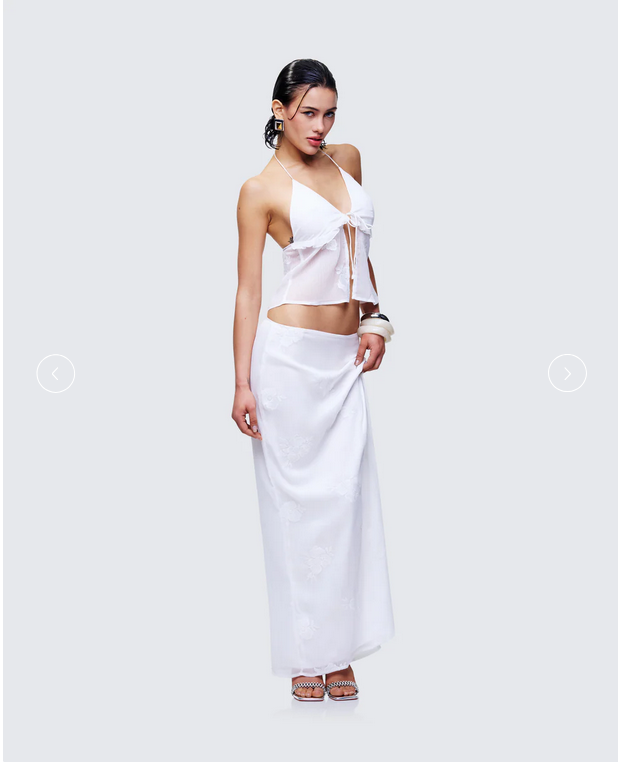 Finesse Isla Ivory Embroidered Halter Top