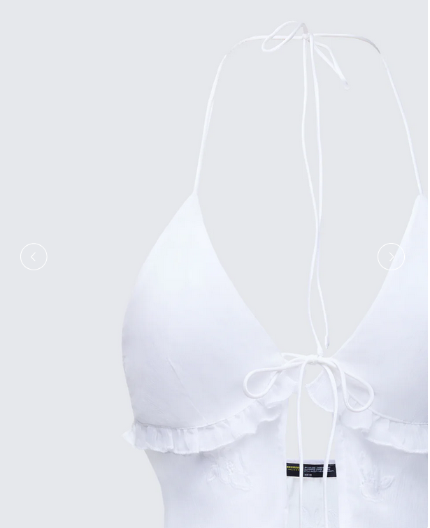 Finesse Isla Ivory Embroidered Halter Top