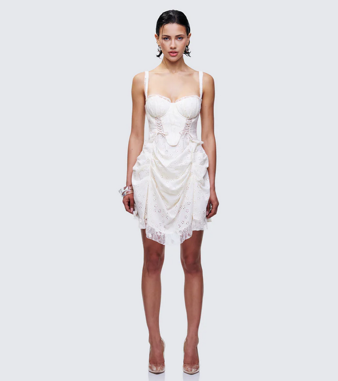 Finesse Sallie Ivory Eyelet Corset Mini Dress
